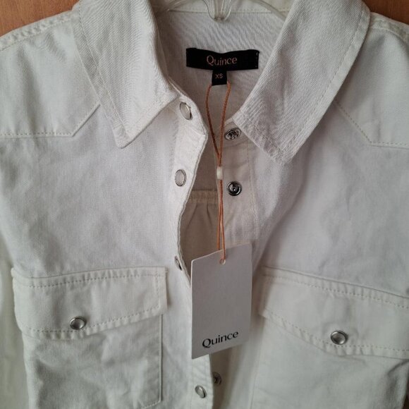Quince Women's White Denim Western Shirt Size XS - Picture 3 of 5